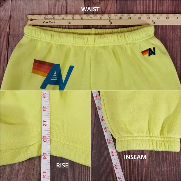 *FLAW* Aviator Nation Womens Size Large Neon Yellow Logo Sweatpants Joggers - Picture 12 of 12